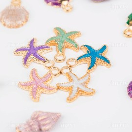 AUEAR, 30 Pack Ocean Alloy Starfish Conch Seashell Charms Pendants for DIY Jewelry Making