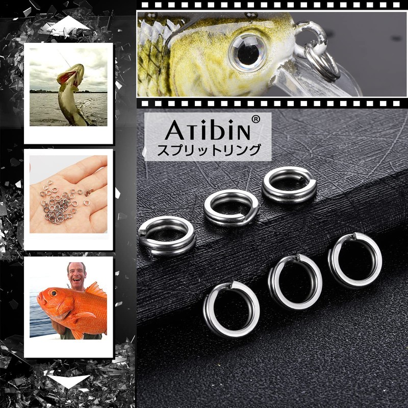 Atibin 100pcs Stainless Steel Flat Fishing Rings Split Blue Lure