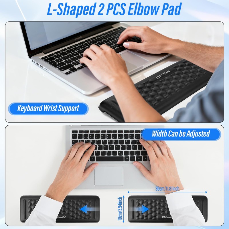 ELZO Desk Elbow Pads (2-Pack) L-Shaped Rest for Desk, Ergonomic