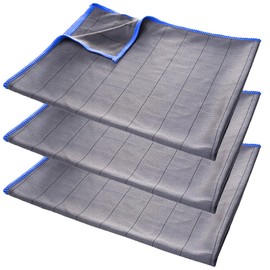 Omnikryp Pack of 3 Microfibre Cloths, Window Cleaning Cloths in 40 x 40 cm, Car Cleaning Cloths, Lint-Free Polishing Cloth, Reusable, Microfibre Glass Cloths for Cars, Kitchen, Glass