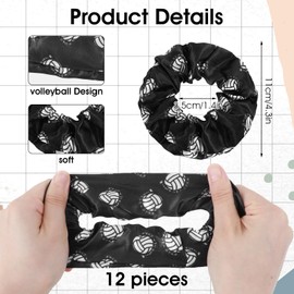 15Pcs Hair Scrunchies Volleyball Pattern Satin Hair Ties Sport Elastic Ties Bands Ponytail Holders Volleyball Hair Accessories for Girls Women Teams Gifts