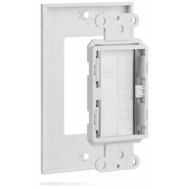 HDTVHOOKUP Single Brush Audio Video Cat 5e Cat 6 Wall Plate Universal for Low voltage