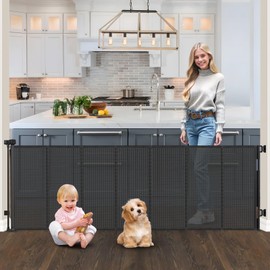 Reinforced 100 Inch Extra Wide Retractable Dog Gate for The House Extra Wide Retractable Baby Gates Extra Wide Retractable Pet Gate for Dogs Extra Long Baby Gate for Large Opening Kid Gate for Doorway