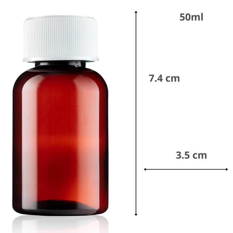 50ml Plastic Medical Pill Pots with Child-Resistant Lids - Strong,