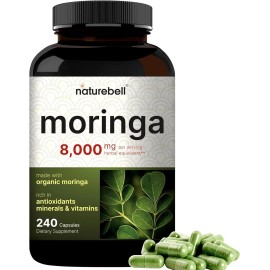 NatureBell Organic Moringa Oleifera 8000mg Antioxidant 240 Caps Non GMO/Gluten Free