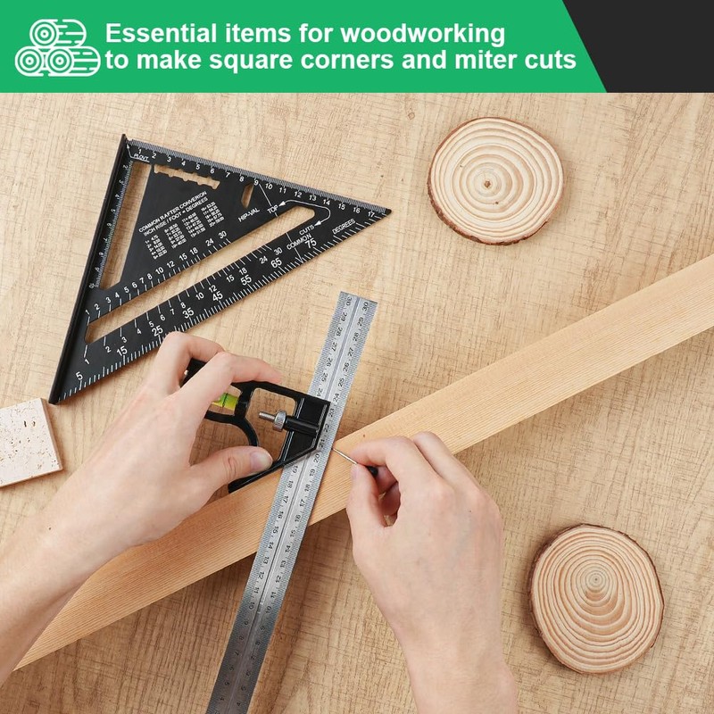 flintronic Carpenter's Square Set, Protractor Try Square 180 mm +