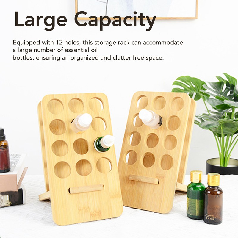 Essential Oil Rack Bamboo 12 Holes Essential Oil Bottle Display