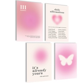 Aura Poster Set Pictures Body Mind Soul Heart Aesthetic Style Preppy Room Decor Y2K Aesthetics Yoga Law of Attraction Manifestation (Aura Affirmations, Poster Set 4 x A4 (21 x 30 cm) Without Frame