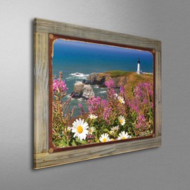 Northwest Art Mall Yaquina Head Lighthouse, Newport, Oregon Rustic Metal Print on Reclaimed Barn Wood from Photograph by Steve Terrill 8.5" x 11.5"