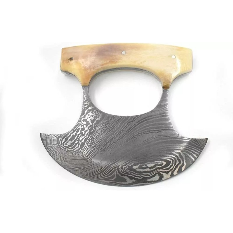 Wild Turkey Handmade Damascus Chef Kitchen Ulu Knife Real Damascus