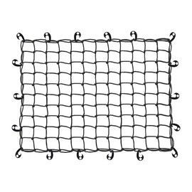 BullRing USA Bungee Cargo Net for Pickup Truck Bed, Trailer, Roof Rack, SUV, Car - 6' x 8' Stretches to 12' x 16', Heavy Duty Mesh Cargo Netting with 18 Adjustable Hooks