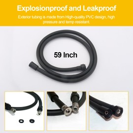 AMeoMerk 59 Inch Black Shower Hose – Extra Long Replacement Hose for Showerhead, Bidet Spray, Pet Bath, Toilet Cleaning – Anti-Winding, Explosion-Proof, Flexible PVC Hose for RV Bathroom Use