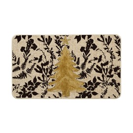 Artoid Mode Golden Xmas Tree Christmas Doormat, Winter Low-Profile Switch Rug Home Decor Door Mat Floor Mat for Outdoor Indoor 17x29 Inch