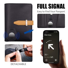 Passport Holder Cover Anti-Lost Leather RFID Blocking Passport Wallet Travel Accessories Passport Protector Case with Credit Card Holders for Men and Women (Black)