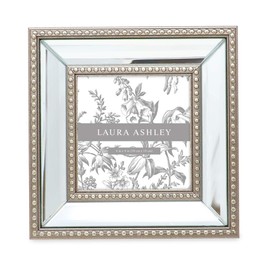 Laura Ashley 4x4 Champagne Mirror Bead Picture Frame, Classic Mirrored Frame with Beaded Border, Wall-Mountable, Made for Tabletop Display, Photo Gallery and Wall Art, (4x4, Champagne)