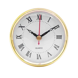 Bothyi Clock Insert 3 Inch 80mm Round Clock Movement Tone Bezel Roman Numeral Mini Clock Dial Gold Tone Bezel Movement Replacement