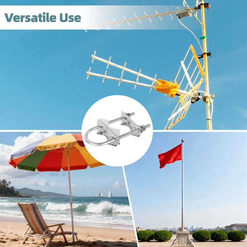 4 Pcs Double Antenna Mast Clamp, 5.9 in U Bolt