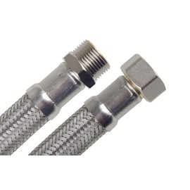 SFX® Flexible Hose 70 cm DN19-3/4 Inch Nut x 3/4 Inch Male Stainless Steel Braided Drinking Water Reinforced Hose 700 mm