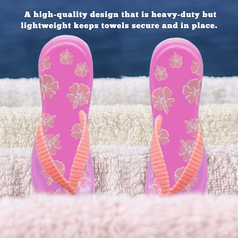 PERFORMORE Flip Flop Beach Towel Clips (Pink), 2-Pack, Portable Towel