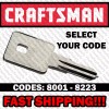 Craftsman 8075 Precut Replacement Toolbox Key llave