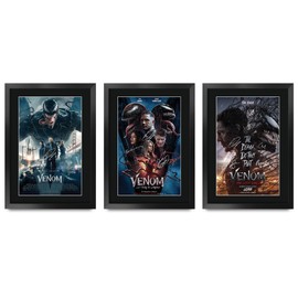 HWC Trading Venom Collection Gifts Printed Poster Set Signed Autograph Picture for Movie Memorabilia Fans - 16" x 12" Framed