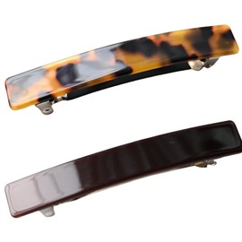 Red French Clips for Women，Set of 2 Barrettes ，Acetate Hair Accessories，for Thin Hair，strong hold (leopard，chocolate)