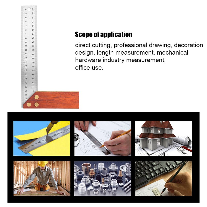 250mm Right Angle Ruler Multi Function Mahogany Thickened Measuring Ruler