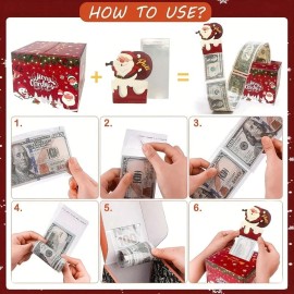 Merry Christmas Cash Pull Gift Box - Fun Money Surprise for Friends & Family