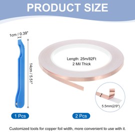 PATIKIL Copper Foil Tape, 2 Roll 2/9" x 82Ft Stained Glass Foil Hand Foiler Solder Supplies with Lead Foil Tools Kit for DIY Craft Stained Glass Soldering Electrical Repairs, Blue