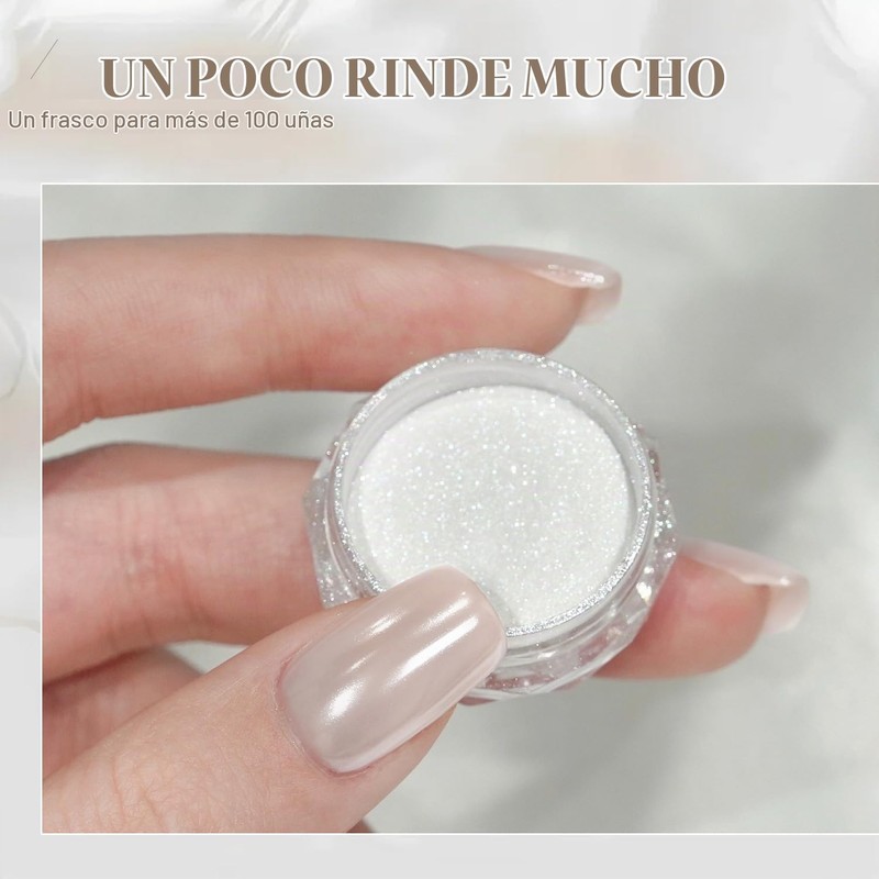 GAOY Polvo para uñas perla cromo blanco, pigmento brillante con