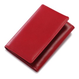 HAKATA NO MORI LEATHER Business Name Card Holder, Large Capacity, Stores 50 or More Cards, Leather, Leather, Genuine Leather, Card Holder, Stylish, Simple, Men, Women, 5 royal red