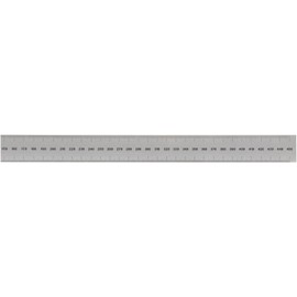 Mitutoyo 182-145, Steel Rule, 18"/450mm ( 1/32, 1/64", 1mm, 0.5mm), 3/64" Thick X 1-3/16" Wide, Satin Chrome Finish Tempered Stainless Steel