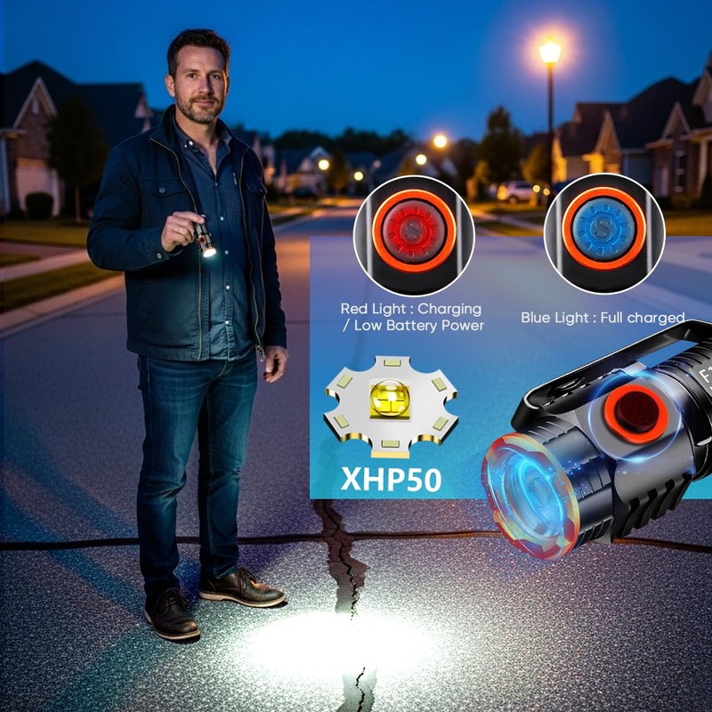 X.Store EDC Flashlight, Led Rechargeable Mini Pocket Light with Clip,
