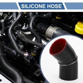A ABSOPRO 1 Satz 90mm/3,54" ID 90mm/3,54" Länge 45 Grad Schwarz Rot Auto Silikonschlauch mit Schellen Kühlmittelschlauch Universal