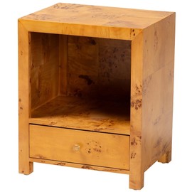 bali & pari Camira Natural Light Mappa Burl Wood 1-Drawer Nightstand
