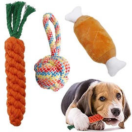 Bestevery 3-Piece Dog Toy Set, Dog Ropes, Interactive Pet Rope Toy, Pet Chew Toy, Made of Natural Cotton, for Small and Medium Dogs (Random Colour)