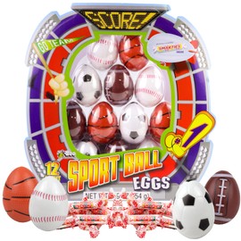 Candy Filled Easter Eggs, Sports Themed for Hunts and Baskets, 12 Pieces