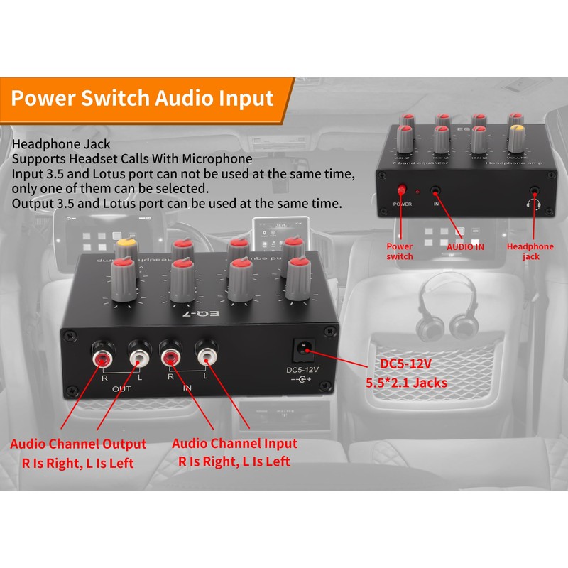 7 Band Sound Equalizer, Dual Channel Digital Equalizer, 12dB High