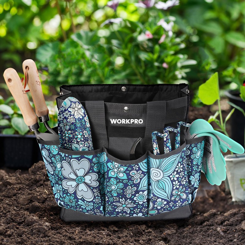 WORKPRO Garden Tool Bag, 9 Pockets Garden Tote Bag, Heavy