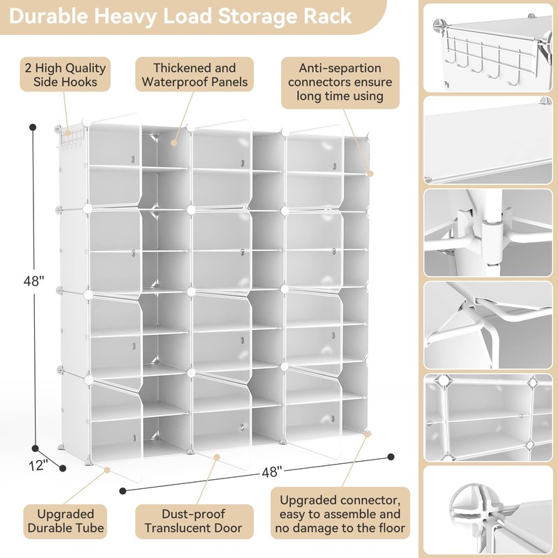 WEXCISE Portable Shoe Rack Organizer with Door, 48 Pairs Shoe