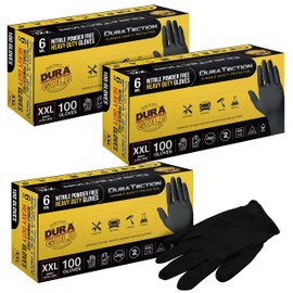 Dura-Gold HD Black Nitrile Disposable Gloves, 3 Boxes of 100, Size Small, 6 Mil - Latex Free, Powder Free, Textured Grip, Small (Pack of 300)