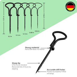 Kitchen Helpis® Practical Chestnut Drill Set, 5-Piece Chestnut Set, 1.5-5 mm Drill Chestnuts, Chestnut Craft Set Children, Chestnut Figures Craft Set, Wooden Drill Hand, Drill for Chestnuts