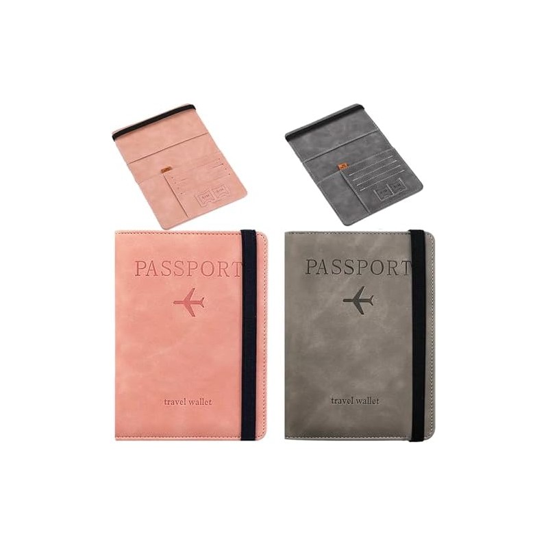 2 PACK Pasaporte Funda, Funda para Pasaporte con Bloqueo RFID.