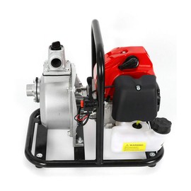 Gasoline Powered Water Pump 1.7HP 2-Stroke 43CC Commercial Water Transfer Pump 8000L/h 1inch Portable Semi-trash Petrol Water Pump with Hose Clamps, Strainer, Seal Rings