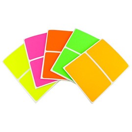 ChromaLabel 2 x 3 Inch Colored Rectangle Name Tag Sticker Kit, 5 Assorted Color Variety Pack,150 Total Labels, Fluorescent