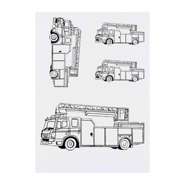 4 x 'Fire Truck' Temporary Tattoos - Water Resistant, Skin-Safe, Non-Toxic Transfers, Mixed Sizes (TO00074786)