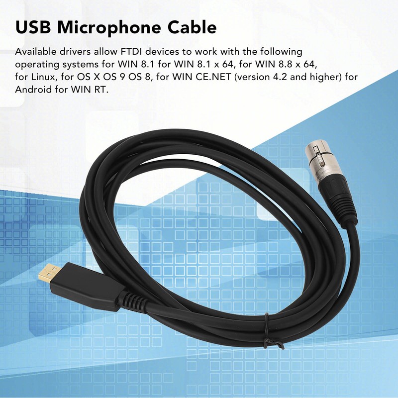 USB Microphone Cable USB to XLR Female Mic Link Converter