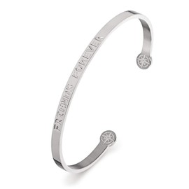 Kistanio Ladies Bangle with Engraved Message - Friends Forever - Surgical Steel - Comes in a Velvet Pouch - 3 Colours Available - Rose Gold, Gold, Silver, silver, Modern