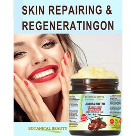 JOJOBA OIL BUTTER RAW VIRGIN UNREFINED for Face, Body, Hair, Lip and Nail Care. Dry Skin, Cracked Hands, Rosacea, Eczema, Psoriasis Rashes, Itchiness, Redness, Anti Aging 4 Fl. oz. - 120 ml by Botanical Beauty