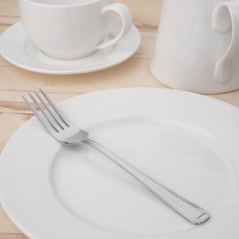 Olympia Harley Stainless Steel Table Forks (Pack of 12), Silver, 190(L)mm, Dinner Fork Set, High Polished 18/0 Stainless Steel, Double Step Handle Design, Commercial & Home Use, D691